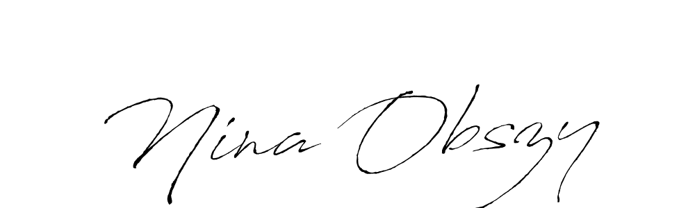 How to make Nina Obszy name signature. Use Antro_Vectra style for creating short signs online. This is the latest handwritten sign. Nina Obszy signature style 6 images and pictures png