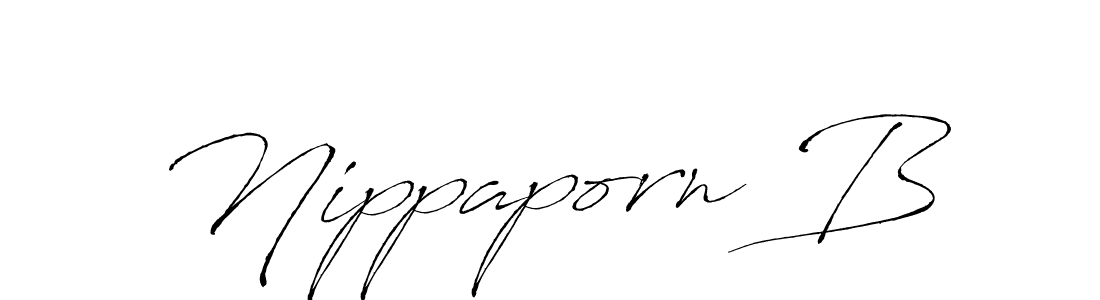 The best way (Antro_Vectra) to make a short signature is to pick only two or three words in your name. The name Nippaporn B include a total of six letters. For converting this name. Nippaporn B signature style 6 images and pictures png