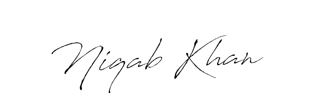 How to make Niqab Khan name signature. Use Antro_Vectra style for creating short signs online. This is the latest handwritten sign. Niqab Khan signature style 6 images and pictures png
