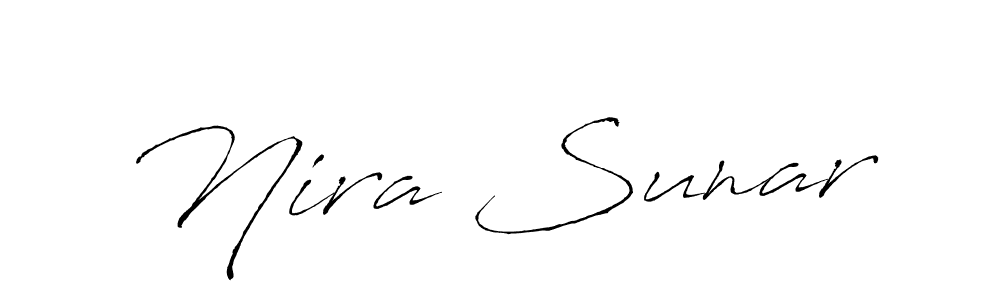 How to make Nira Sunar name signature. Use Antro_Vectra style for creating short signs online. This is the latest handwritten sign. Nira Sunar signature style 6 images and pictures png