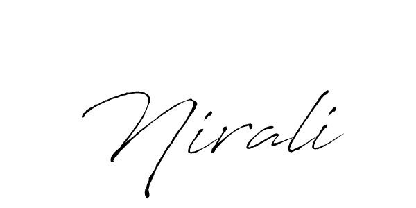 Make a beautiful signature design for name Nirali. With this signature (Antro_Vectra) style, you can create a handwritten signature for free. Nirali signature style 6 images and pictures png