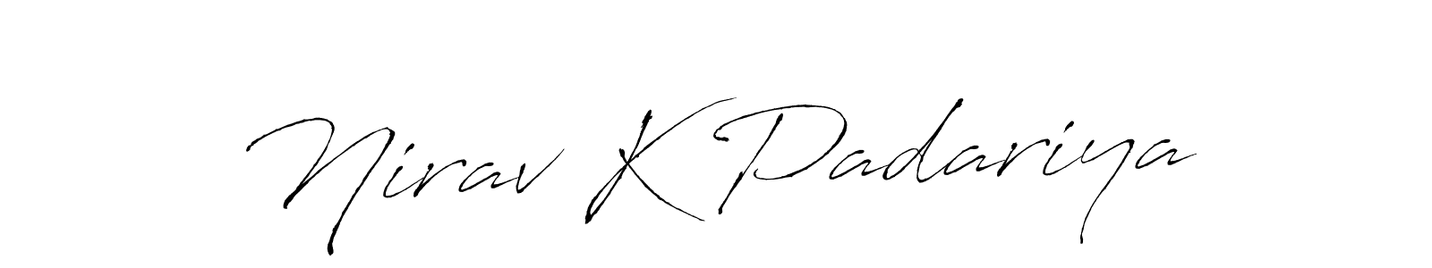 Use a signature maker to create a handwritten signature online. With this signature software, you can design (Antro_Vectra) your own signature for name Nirav K Padariya. Nirav K Padariya signature style 6 images and pictures png