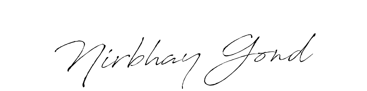 You can use this online signature creator to create a handwritten signature for the name Nirbhay Gond. This is the best online autograph maker. Nirbhay Gond signature style 6 images and pictures png