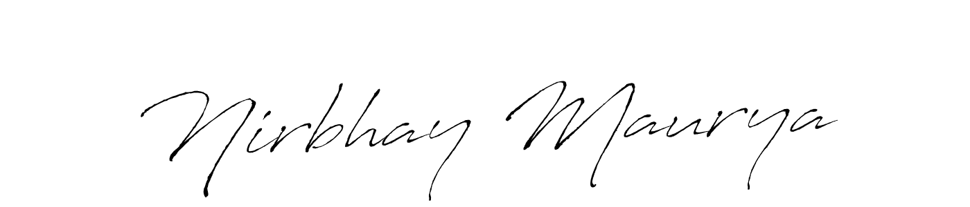 How to make Nirbhay Maurya name signature. Use Antro_Vectra style for creating short signs online. This is the latest handwritten sign. Nirbhay Maurya signature style 6 images and pictures png