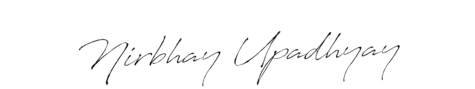 How to make Nirbhay Upadhyay name signature. Use Antro_Vectra style for creating short signs online. This is the latest handwritten sign. Nirbhay Upadhyay signature style 6 images and pictures png