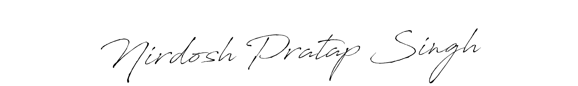 How to make Nirdosh Pratap Singh name signature. Use Antro_Vectra style for creating short signs online. This is the latest handwritten sign. Nirdosh Pratap Singh signature style 6 images and pictures png