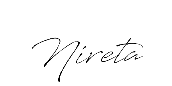 Use a signature maker to create a handwritten signature online. With this signature software, you can design (Antro_Vectra) your own signature for name Nireta. Nireta signature style 6 images and pictures png