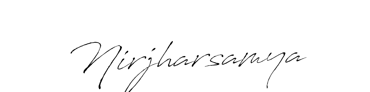 How to make Nirjharsamya name signature. Use Antro_Vectra style for creating short signs online. This is the latest handwritten sign. Nirjharsamya signature style 6 images and pictures png