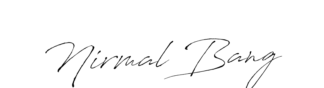 The best way (Antro_Vectra) to make a short signature is to pick only two or three words in your name. The name Nirmal Bang include a total of six letters. For converting this name. Nirmal Bang signature style 6 images and pictures png