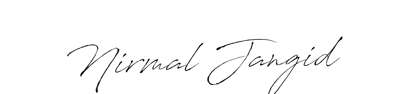 How to make Nirmal Jangid name signature. Use Antro_Vectra style for creating short signs online. This is the latest handwritten sign. Nirmal Jangid signature style 6 images and pictures png