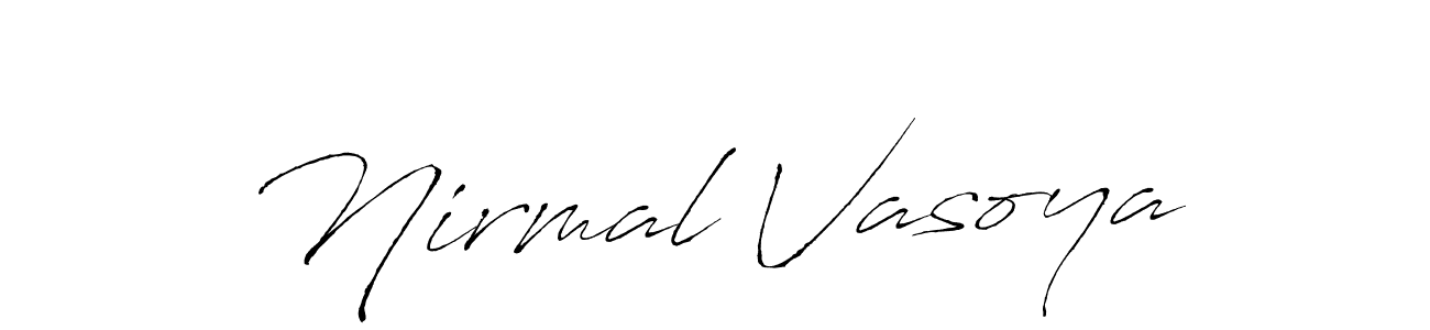 Make a beautiful signature design for name Nirmal Vasoya. With this signature (Antro_Vectra) style, you can create a handwritten signature for free. Nirmal Vasoya signature style 6 images and pictures png