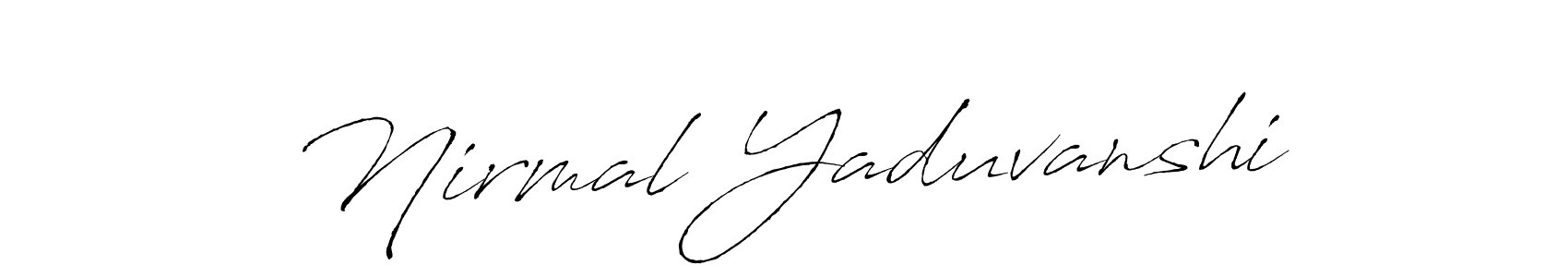 The best way (Antro_Vectra) to make a short signature is to pick only two or three words in your name. The name Nirmal Yaduvanshi include a total of six letters. For converting this name. Nirmal Yaduvanshi signature style 6 images and pictures png