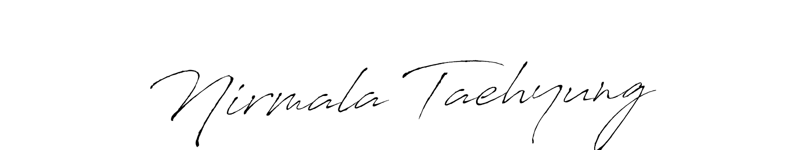 How to make Nirmala Taehyung name signature. Use Antro_Vectra style for creating short signs online. This is the latest handwritten sign. Nirmala Taehyung signature style 6 images and pictures png