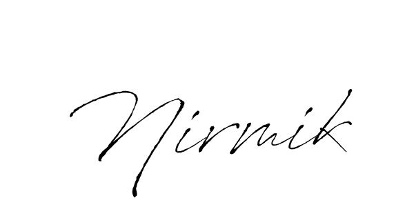 Use a signature maker to create a handwritten signature online. With this signature software, you can design (Antro_Vectra) your own signature for name Nirmik. Nirmik signature style 6 images and pictures png