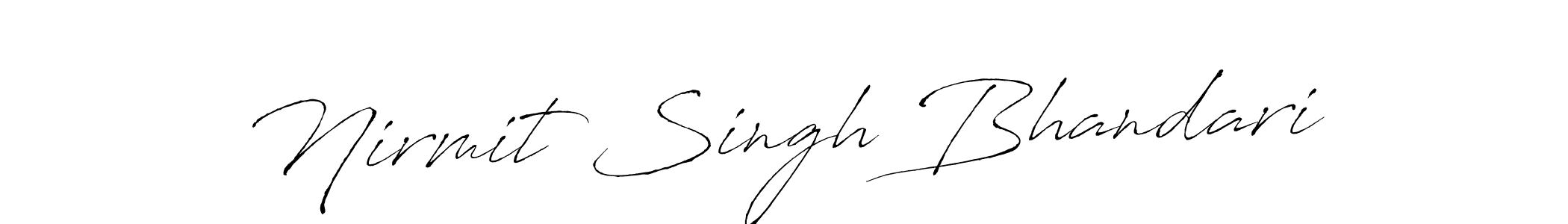 This is the best signature style for the Nirmit Singh Bhandari name. Also you like these signature font (Antro_Vectra). Mix name signature. Nirmit Singh Bhandari signature style 6 images and pictures png