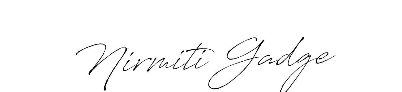 Also You can easily find your signature by using the search form. We will create Nirmiti Gadge name handwritten signature images for you free of cost using Antro_Vectra sign style. Nirmiti Gadge signature style 6 images and pictures png