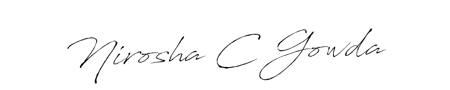 This is the best signature style for the Nirosha C Gowda name. Also you like these signature font (Antro_Vectra). Mix name signature. Nirosha C Gowda signature style 6 images and pictures png