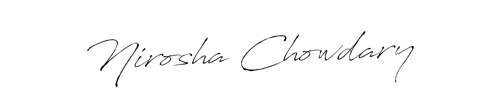 You should practise on your own different ways (Antro_Vectra) to write your name (Nirosha Chowdary) in signature. don't let someone else do it for you. Nirosha Chowdary signature style 6 images and pictures png