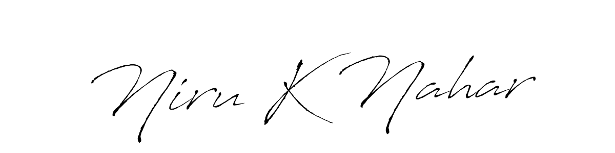 Design your own signature with our free online signature maker. With this signature software, you can create a handwritten (Antro_Vectra) signature for name Niru K Nahar. Niru K Nahar signature style 6 images and pictures png