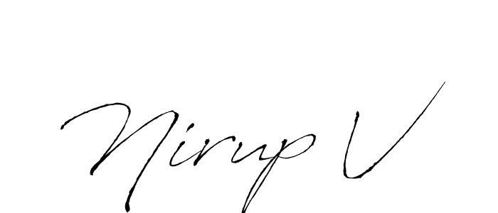 Nirup V stylish signature style. Best Handwritten Sign (Antro_Vectra) for my name. Handwritten Signature Collection Ideas for my name Nirup V. Nirup V signature style 6 images and pictures png