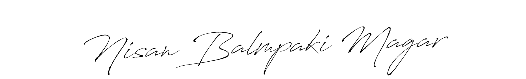 The best way (Antro_Vectra) to make a short signature is to pick only two or three words in your name. The name Nisan Balmpaki Magar include a total of six letters. For converting this name. Nisan Balmpaki Magar signature style 6 images and pictures png