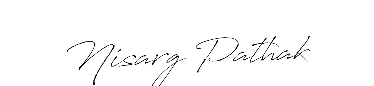 Make a beautiful signature design for name Nisarg Pathak. With this signature (Antro_Vectra) style, you can create a handwritten signature for free. Nisarg Pathak signature style 6 images and pictures png