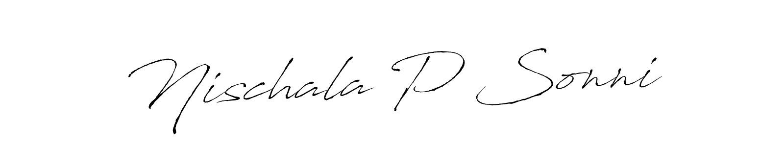 How to make Nischala P Sonni name signature. Use Antro_Vectra style for creating short signs online. This is the latest handwritten sign. Nischala P Sonni signature style 6 images and pictures png