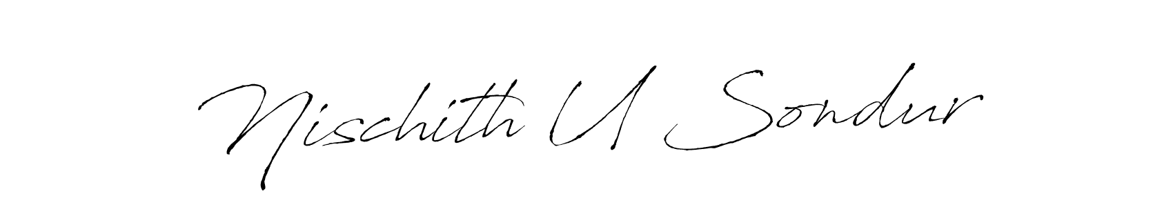 Design your own signature with our free online signature maker. With this signature software, you can create a handwritten (Antro_Vectra) signature for name Nischith U Sondur. Nischith U Sondur signature style 6 images and pictures png