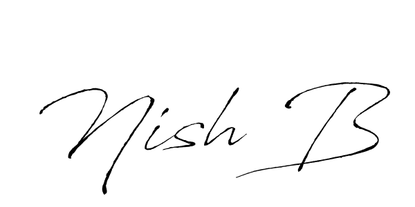 Make a beautiful signature design for name Nish B. With this signature (Antro_Vectra) style, you can create a handwritten signature for free. Nish B signature style 6 images and pictures png