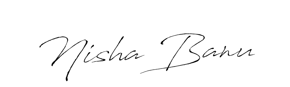 Antro_Vectra is a professional signature style that is perfect for those who want to add a touch of class to their signature. It is also a great choice for those who want to make their signature more unique. Get Nisha Banu name to fancy signature for free. Nisha Banu signature style 6 images and pictures png