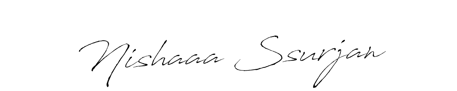 How to make Nishaaa Ssurjan name signature. Use Antro_Vectra style for creating short signs online. This is the latest handwritten sign. Nishaaa Ssurjan signature style 6 images and pictures png