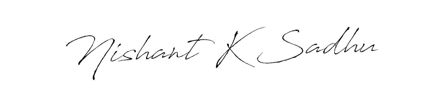 The best way (Antro_Vectra) to make a short signature is to pick only two or three words in your name. The name Nishant K Sadhu include a total of six letters. For converting this name. Nishant K Sadhu signature style 6 images and pictures png