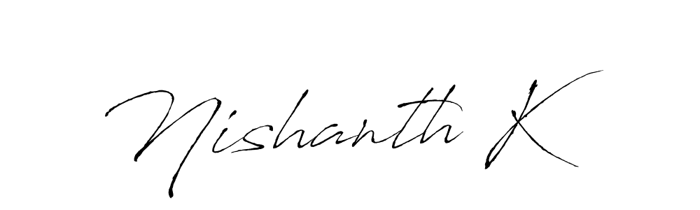 The best way (Antro_Vectra) to make a short signature is to pick only two or three words in your name. The name Nishanth K include a total of six letters. For converting this name. Nishanth K signature style 6 images and pictures png