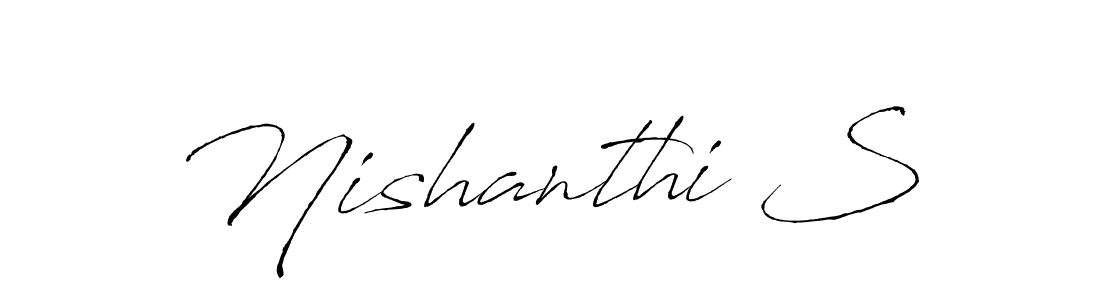 Make a beautiful signature design for name Nishanthi S. With this signature (Antro_Vectra) style, you can create a handwritten signature for free. Nishanthi S signature style 6 images and pictures png