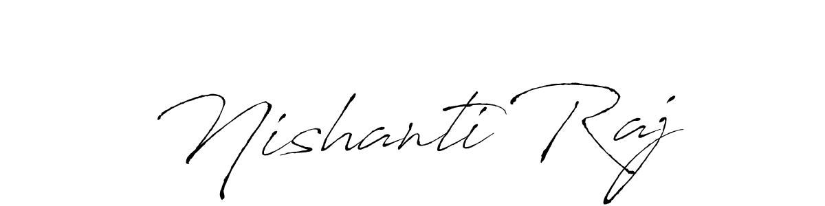 The best way (Antro_Vectra) to make a short signature is to pick only two or three words in your name. The name Nishanti Raj include a total of six letters. For converting this name. Nishanti Raj signature style 6 images and pictures png