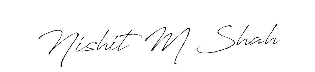 Make a beautiful signature design for name Nishit M Shah. With this signature (Antro_Vectra) style, you can create a handwritten signature for free. Nishit M Shah signature style 6 images and pictures png