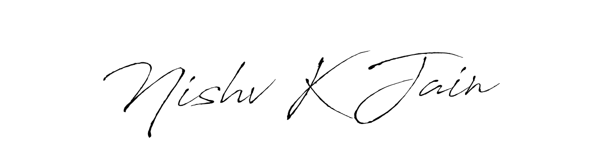 Create a beautiful signature design for name Nishv K Jain. With this signature (Antro_Vectra) fonts, you can make a handwritten signature for free. Nishv K Jain signature style 6 images and pictures png