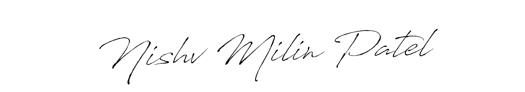if you are searching for the best signature style for your name Nishv Milin Patel. so please give up your signature search. here we have designed multiple signature styles  using Antro_Vectra. Nishv Milin Patel signature style 6 images and pictures png