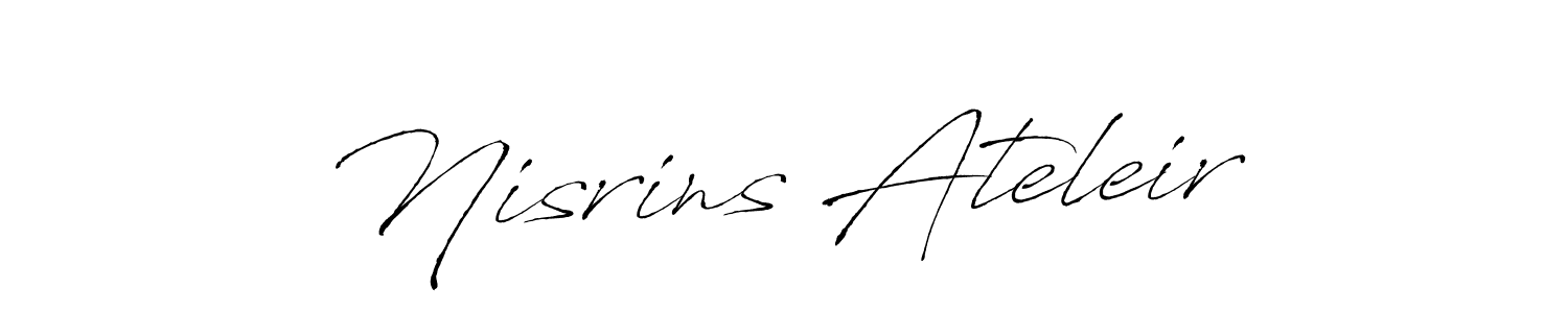 How to make Nisrins Ateleir name signature. Use Antro_Vectra style for creating short signs online. This is the latest handwritten sign. Nisrins Ateleir signature style 6 images and pictures png