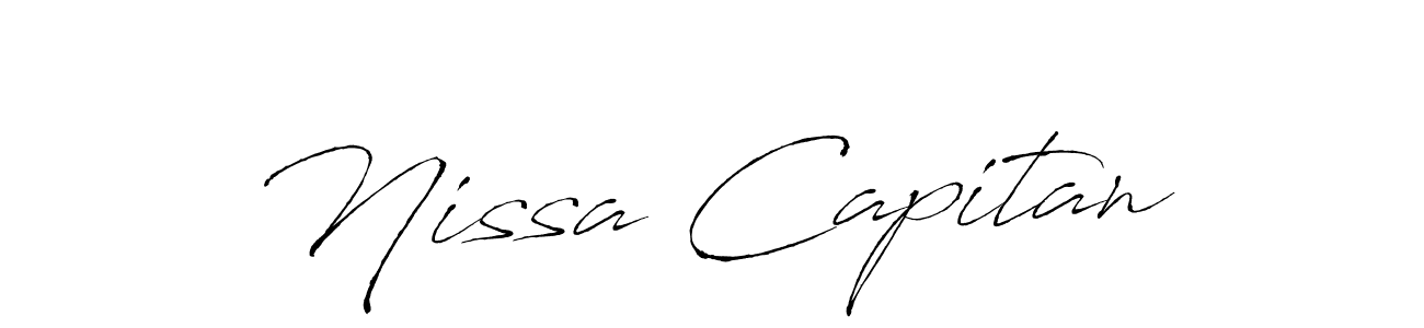 Design your own signature with our free online signature maker. With this signature software, you can create a handwritten (Antro_Vectra) signature for name Nissa Capitan. Nissa Capitan signature style 6 images and pictures png