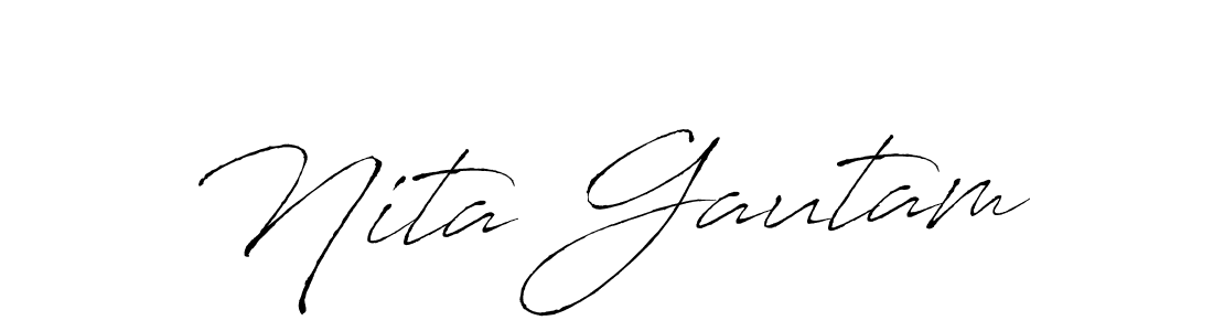 Similarly Antro_Vectra is the best handwritten signature design. Signature creator online .You can use it as an online autograph creator for name Nita Gautam. Nita Gautam signature style 6 images and pictures png