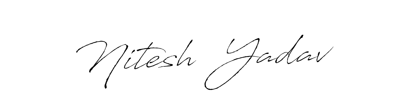 This is the best signature style for the Nitesh  Yadav name. Also you like these signature font (Antro_Vectra). Mix name signature. Nitesh  Yadav signature style 6 images and pictures png