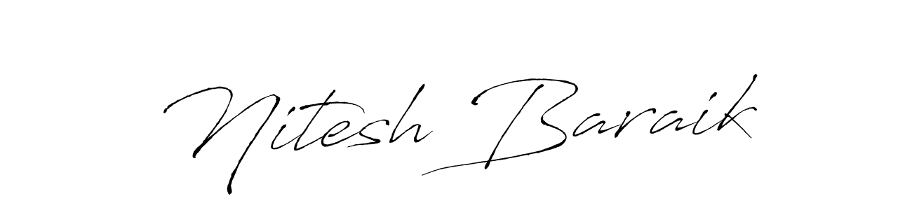 The best way (Antro_Vectra) to make a short signature is to pick only two or three words in your name. The name Nitesh Baraik include a total of six letters. For converting this name. Nitesh Baraik signature style 6 images and pictures png
