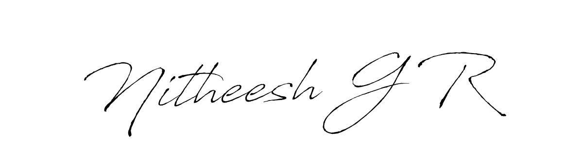 if you are searching for the best signature style for your name Nitheesh G R. so please give up your signature search. here we have designed multiple signature styles  using Antro_Vectra. Nitheesh G R signature style 6 images and pictures png