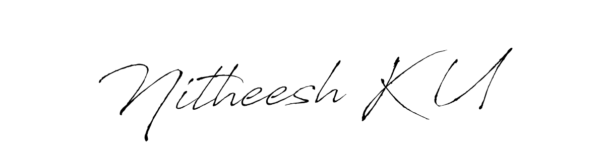 This is the best signature style for the Nitheesh K U name. Also you like these signature font (Antro_Vectra). Mix name signature. Nitheesh K U signature style 6 images and pictures png