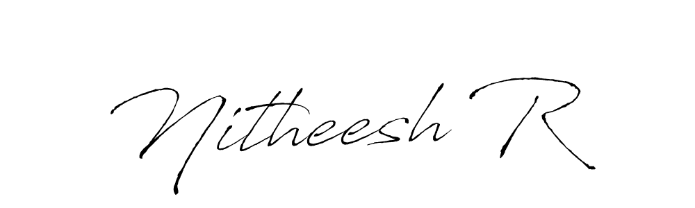 How to make Nitheesh R name signature. Use Antro_Vectra style for creating short signs online. This is the latest handwritten sign. Nitheesh R signature style 6 images and pictures png