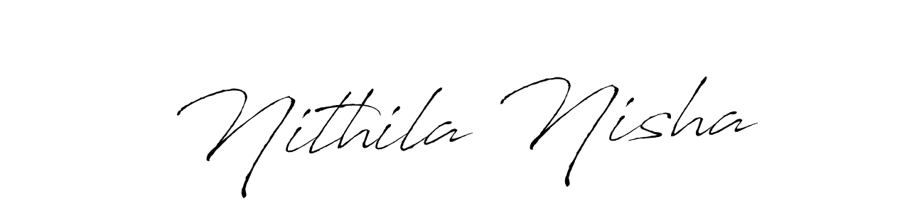 Create a beautiful signature design for name Nithila Nisha. With this signature (Antro_Vectra) fonts, you can make a handwritten signature for free. Nithila Nisha signature style 6 images and pictures png