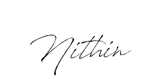 Make a beautiful signature design for name Nithin. With this signature (Antro_Vectra) style, you can create a handwritten signature for free. Nithin signature style 6 images and pictures png