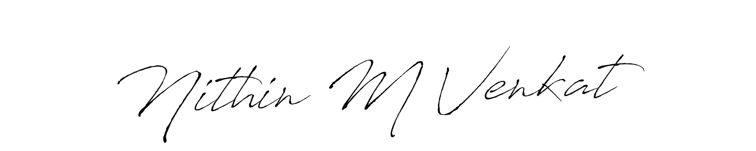 The best way (Antro_Vectra) to make a short signature is to pick only two or three words in your name. The name Nithin M Venkat include a total of six letters. For converting this name. Nithin M Venkat signature style 6 images and pictures png