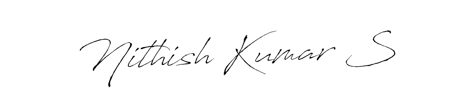 Make a beautiful signature design for name Nithish Kumar S. With this signature (Antro_Vectra) style, you can create a handwritten signature for free. Nithish Kumar S signature style 6 images and pictures png